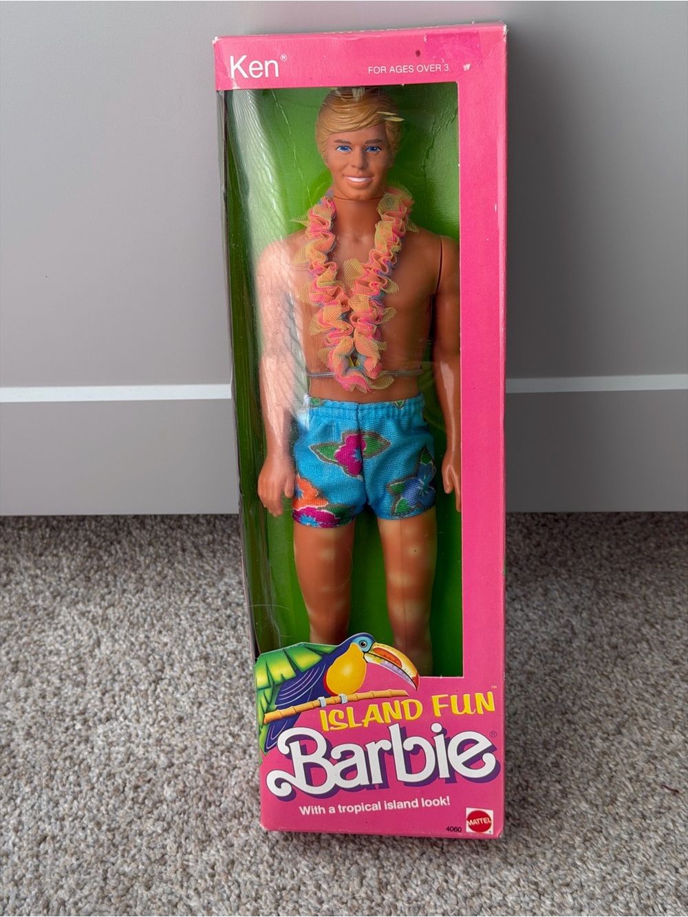 VINTAGE1987 Mattel 4060 Barbie KEN Doll ISLAND FUN w/Swim Trunks & LEI MIB